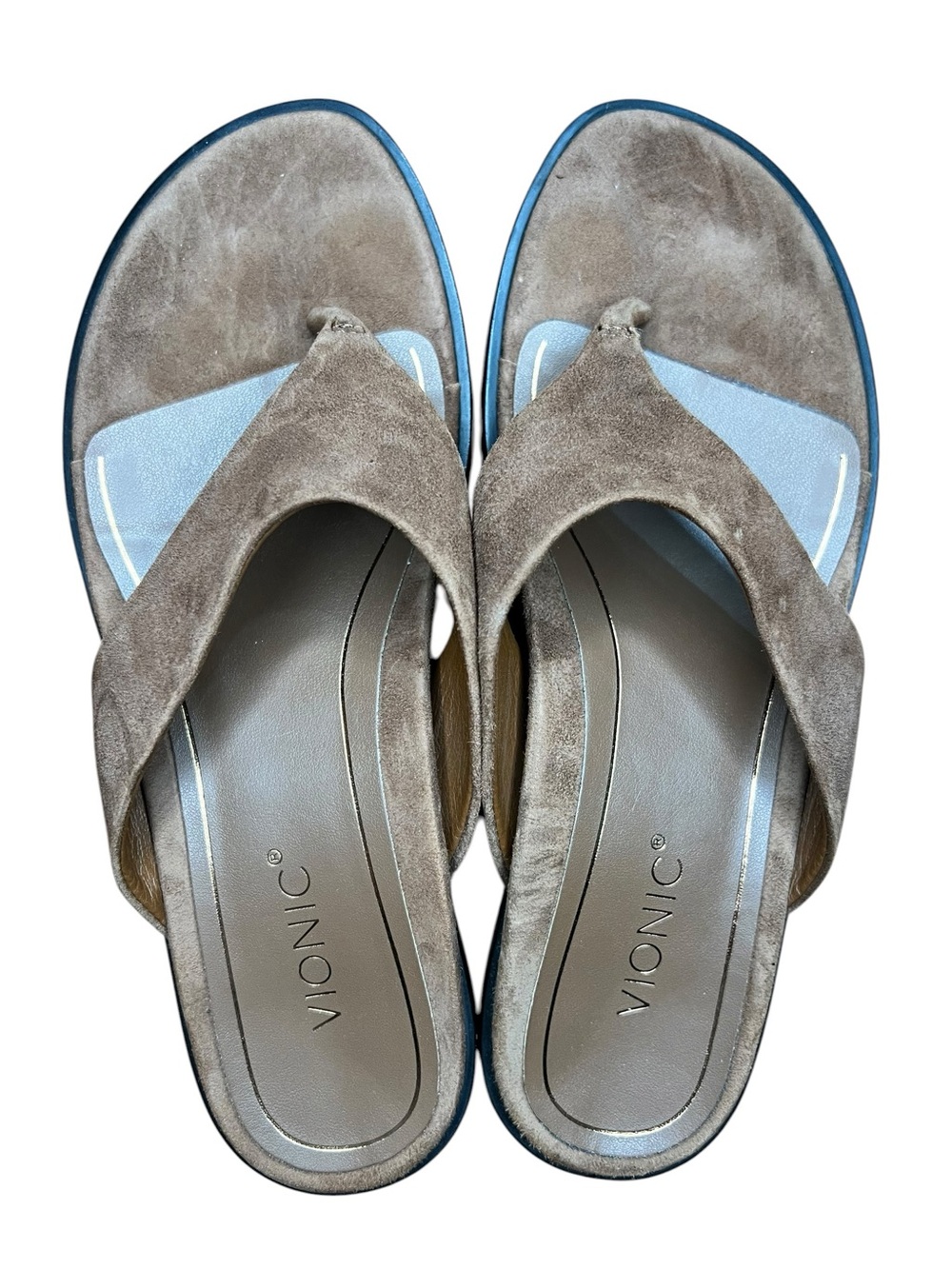 Boho Suede Vionic Agave Thong Sandals Brown Size 6 Orthotic Comfort Summer